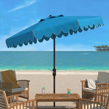 Safavieh Venice Single Scallop 9Ft Crank Outdoor Push Button Tilt Umbrella Pacific Blue Metal PAT8010P