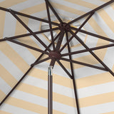 Safavieh Maui Single Scallop Striped 9Ft Crank Push Button Tilt Umbrella Orange Metal PAT8011O