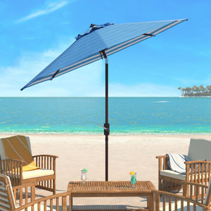 Safavieh Athens 11Ft Rnd Crank Umbrella Baby Blue / White  Metal PAT8107C