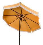 Safavieh Milan Fringe 11Ft Rnd Crank Umbrella Yellow Metal PAT8108D