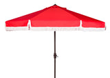 Safavieh Milan Fringe 11Ft Rnd Crank Umbrella Red Metal PAT8108E