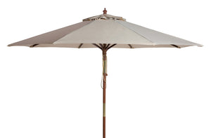 Safavieh Cannes 11Ft Wooden Pulley Market Umbrella  Beige Wood/Polyethylene Coating PAT8109A