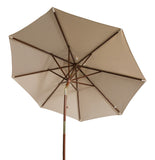 Safavieh Cannes 11Ft Wooden Pulley Market Umbrella  Beige Wood/Polyethylene Coating PAT8109A