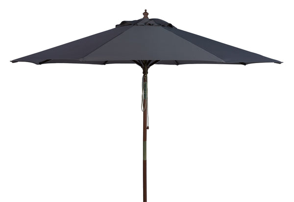 Safavieh Cannes 11Ft Wooden Pulley Market Umbrella  Grey Wood/Polyethylene Coating PAT8109B
