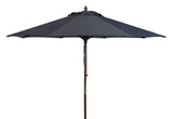 Safavieh Cannes 11Ft Wooden Pulley Market Umbrella  Grey Wood/Polyethylene Coating PAT8109B