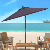 Safavieh Cannes 11Ft Wooden Pulley Market Umbrella  Grey Wood/Polyethylene Coating PAT8109B