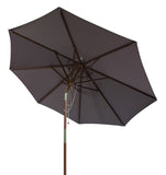 Safavieh Cannes 11Ft Wooden Pulley Market Umbrella  Grey Wood/Polyethylene Coating PAT8109B