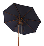 Safavieh Cannes 11Ft Wooden Pulley Market Umbrella  Navy Wood/Polyethylene Coating PAT8109C