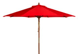 Safavieh Cannes 11Ft Wooden Pulley Market Umbrella  Red Wood/Polyethylene Coating PAT8109D