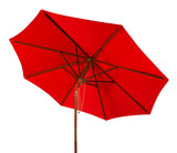 Safavieh Cannes 11Ft Wooden Pulley Market Umbrella  Red Wood/Polyethylene Coating PAT8109D