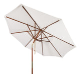 Safavieh Cannes 11Ft Wooden Pulley Market Umbrella  White Wood/Polyethylene Coating PAT8109E