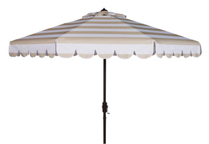 Safavieh Vienna 11Ft Rnd Crank Umbrella Beige Stripe Metal PAT8111A