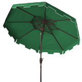 Safavieh Zimmerman 9Ft Double Top Market Umbrella Dark Green/White Trim Metal PAT8200B