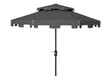 Safavieh Zimmerman 9Ft Double Top Market Umbrella Grey/White Trim Metal PAT8200E