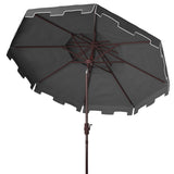 Safavieh Zimmerman 9Ft Double Top Market Umbrella Grey/White Trim Metal PAT8200E