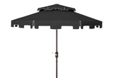 Safavieh Zimmerman 9Ft Double Top Market Umbrella Black/White Trim Metal PAT8200H