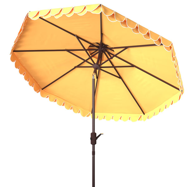 Safavieh Elegant Valance 9Ft Double Top Umbrella Yellow Metal PAT8206B