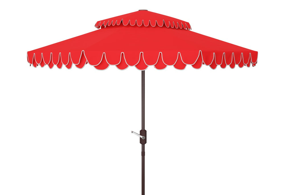 Safavieh Elegant Valance 9Ft Double Top Umbrella Red Metal PAT8206D