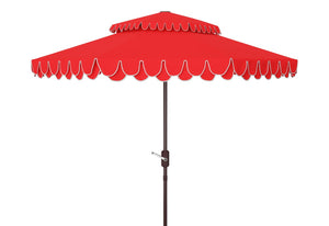 Safavieh Elegant Valance 9Ft Double Top Umbrella Red Metal PAT8206D