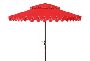 Safavieh Elegant Valance 9Ft Double Top Umbrella Red Metal PAT8206D