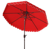 Safavieh Elegant Valance 9Ft Double Top Umbrella Red Metal PAT8206D
