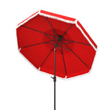 Safavieh Milan Fringe 9Ft Double Top Crank Umbrella Red Metal PAT8208E