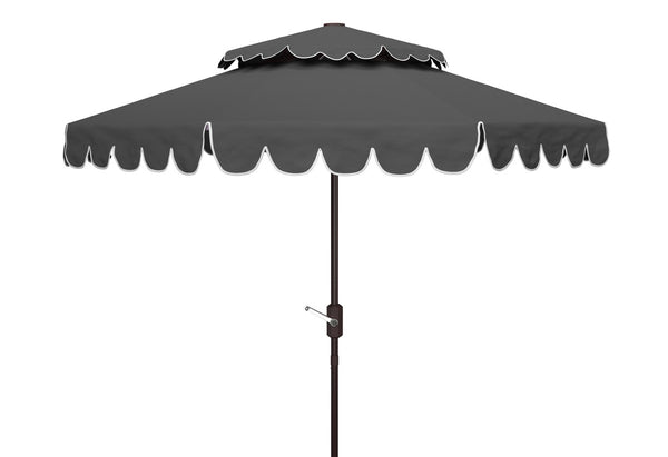 Safavieh Venice 9Ft Rnd Double Top Crank Umbrella Grey Metal PAT8210B