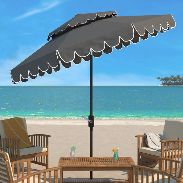 Safavieh Venice 9Ft Rnd Double Top Crank Umbrella Grey Metal PAT8210B