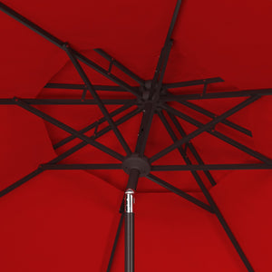 Safavieh Venice 9Ft Rnd Double Top Crank Umbrella Red Metal PAT8210C