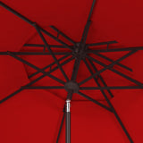 Safavieh Venice 9Ft Rnd Double Top Crank Umbrella Red Metal PAT8210C