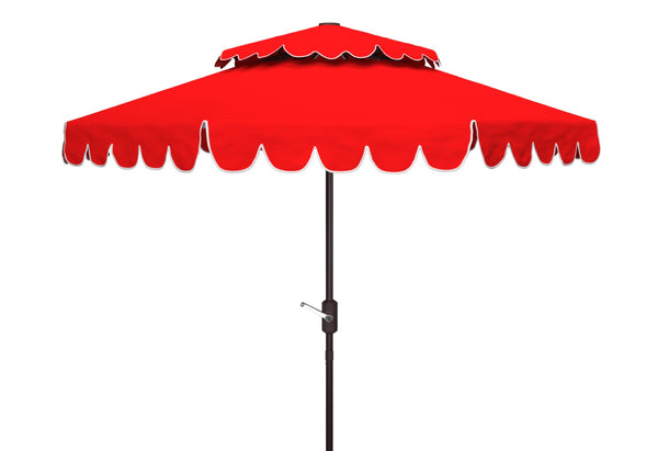 Safavieh Venice 9Ft Rnd Double Top Crank Umbrella Red Metal PAT8210C