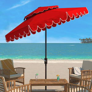 Safavieh Venice 9Ft Rnd Double Top Crank Umbrella Red Metal PAT8210C