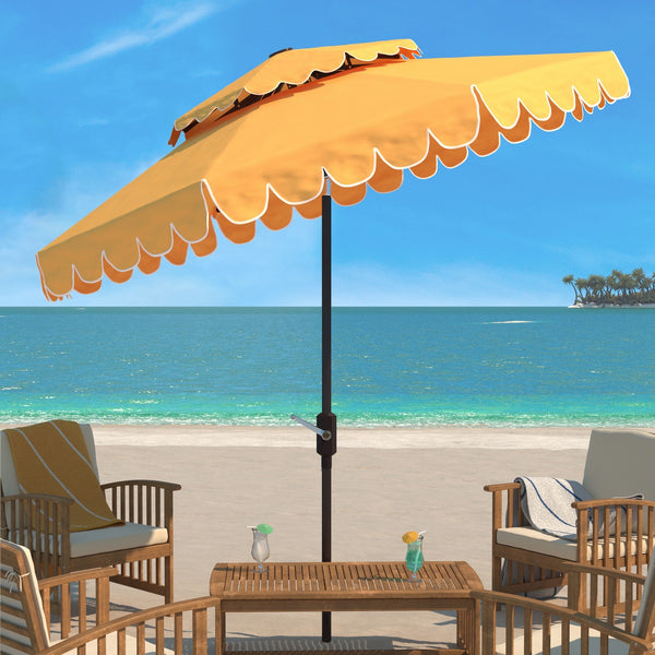 Safavieh Venice 9Ft Rnd Double Top Crank Umbrella Yellow Metal PAT8210D
