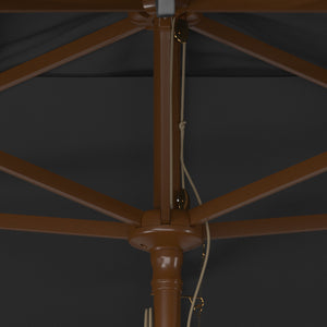 Safavieh Aklin 6.5Ft X 10Ft Rectangle Wooden Pulley Market Umbrella (No Tilt)/Beige Grey Wood/Polyethylene Coating PAT8309B