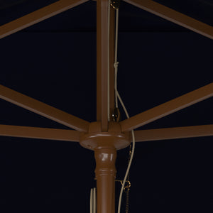 Safavieh Aklin 6.5Ft X 10Ft Rectangle Wooden Pulley Market Umbrella (No Tilt)/Beige Navy Wood/Polyethylene Coating PAT8309C