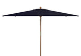 Safavieh Aklin 6.5Ft X 10Ft Rectangle Wooden Pulley Market Umbrella (No Tilt)/Beige Navy Wood/Polyethylene Coating PAT8309C