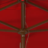 Safavieh Aklin 6.5Ft X 10Ft Rectangle Wooden Pulley Market Umbrella (No Tilt)/Beige Red Wood/Polyethylene Coating PAT8309D