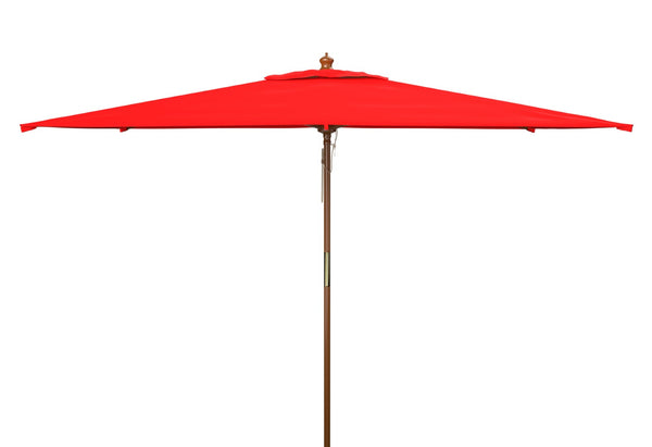 Safavieh Aklin 6.5Ft X 10Ft Rectangle Wooden Pulley Market Umbrella (No Tilt)/Beige Red Wood/Polyethylene Coating PAT8309D