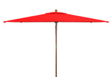 Safavieh Aklin 6.5Ft X 10Ft Rectangle Wooden Pulley Market Umbrella (No Tilt)/Beige Red Wood/Polyethylene Coating PAT8309D