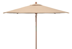 Safavieh Velop 7.5 Ft Square Wooden Pulley Market Umbrella Beige Wood/Polyethylene Coating PAT8409A