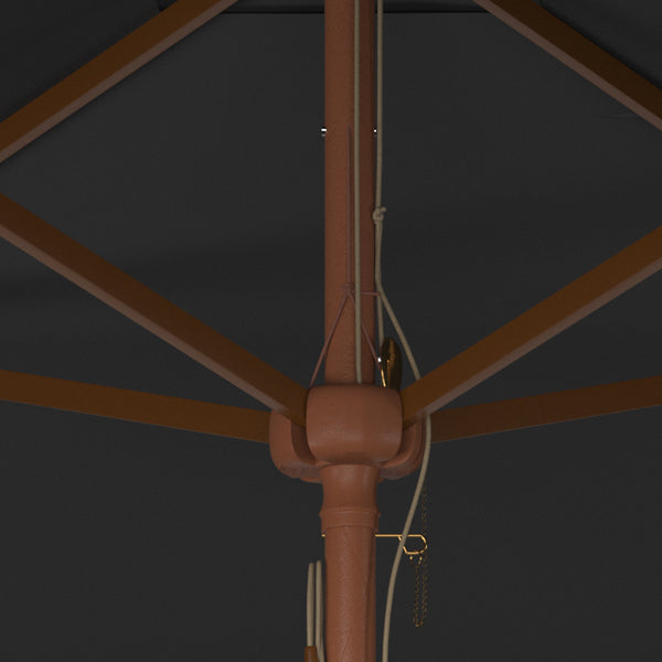 Safavieh Velop 7.5 Ft Square Wooden Pulley Market Umbrella Grey Wood/Polyethylene Coating PAT8409B