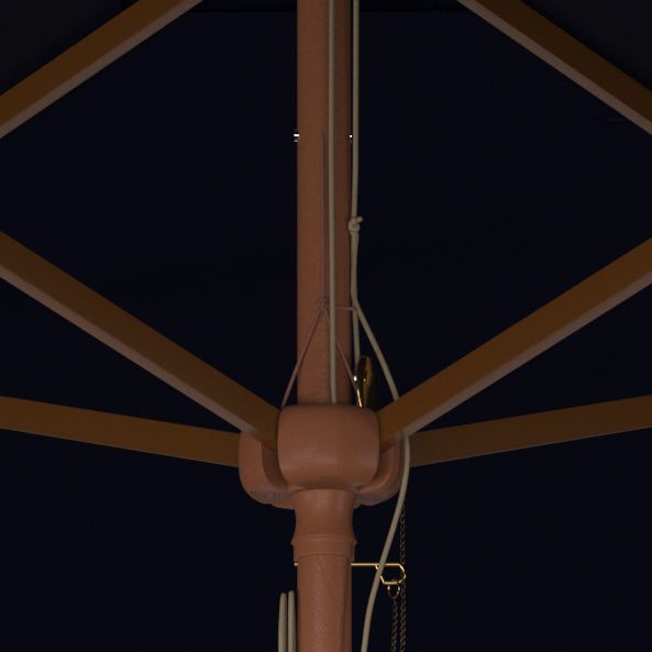 Safavieh Velop 7.5 Ft Square Wooden Pulley Market Umbrella Navy Wood/Polyethylene Coating PAT8409C