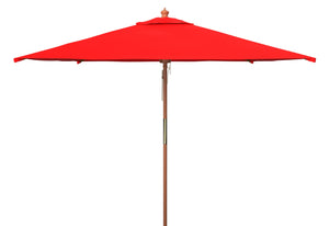 Safavieh Velop 7.5 Ft Square Wooden Pulley Market Umbrella Red Wood/Polyethylene Coating PAT8409D