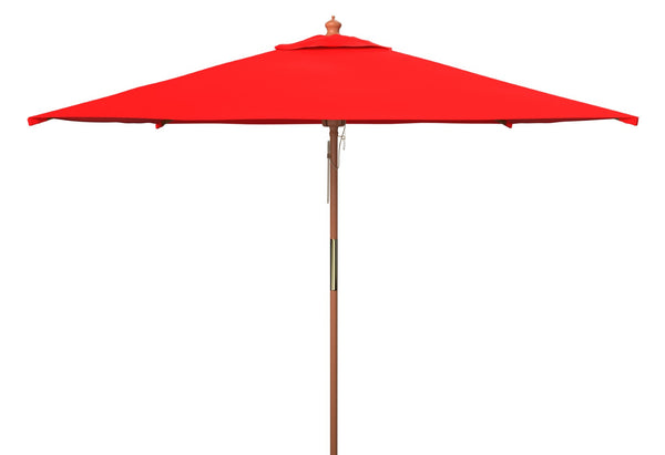 Safavieh Velop 7.5 Ft Square Wooden Pulley Market Umbrella Red Wood/Polyethylene Coating PAT8409D