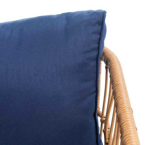 Safavieh Venta 5Pc Living Set Natural/Navy Rattan/Steel PAT9007B-2BX