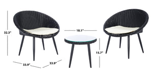 Safavieh Merami 3 Piece Lounger Set in Black, Beige PAT9017A