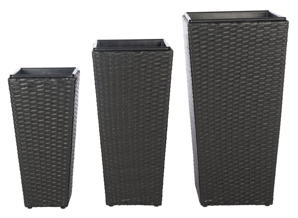 Safavieh Lendson 3 Piece Flower Pot Set in Black PAT9020A