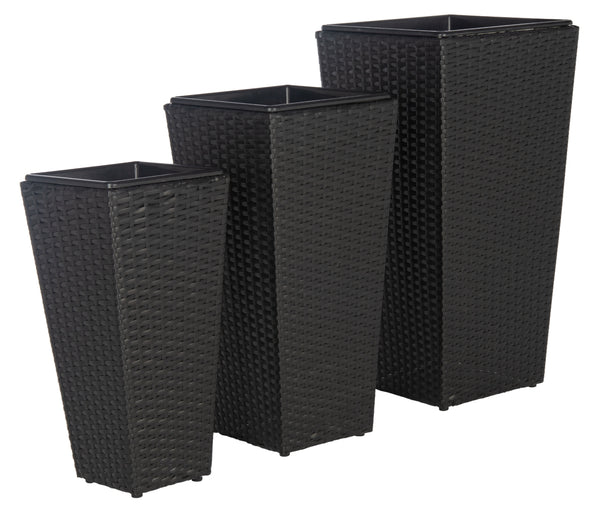 Safavieh Lendson 3 Piece Flower Pot Set in Black PAT9020A