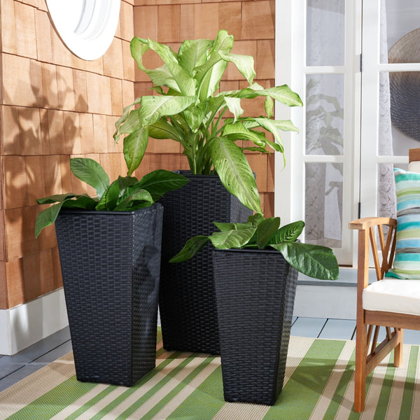 Safavieh Lendson 3 Piece Flower Pot Set in Black PAT9020A