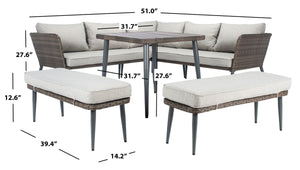 Safavieh Warten 6 Pc Sofa Set Brown/Grey Rattan/Steel PAT9026B-2BX